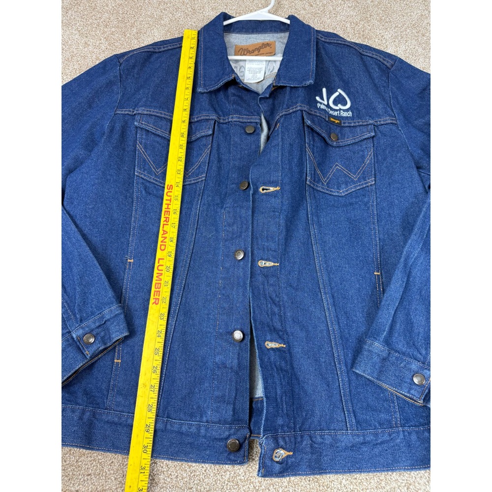 VTG Wrangler Mens 2XT XXL Blue Denim Western Jacket Cowboy Workwear Tall Trucker - Picture 7 of 13